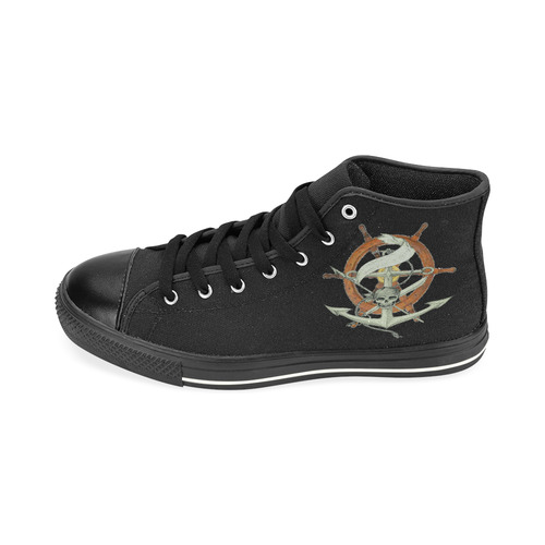 Pirates Of The Seas High Top Canvas Shoes for Kid (Model 017)