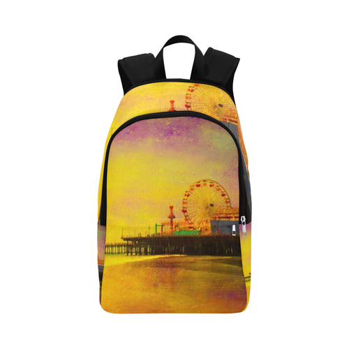 Yellow Purple Santa Monica Pier Fabric Backpack for Adult (Model 1659)