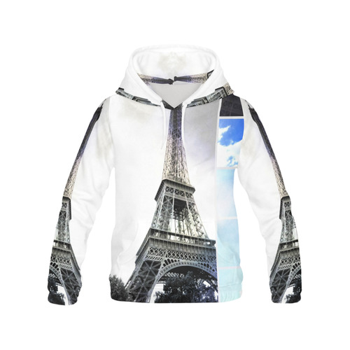 Eiffel Tower Paris All Over Print Hoodie for Women (USA Size) (Model H13)