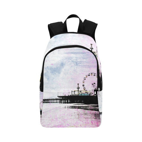 Pink Grunge Santa Monica Pier Fabric Backpack for Adult (Model 1659)