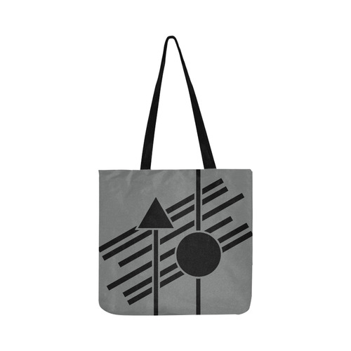 Black Geometric Art Stripes Triangle Dot Reusable Shopping Bag Model 1660 (Two sides)