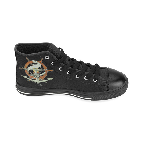 Pirates Of The Seas High Top Canvas Shoes for Kid (Model 017)