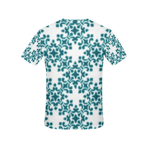 Turquoise Damask All Over Print T-Shirt for Women (USA Size) (Model T40)