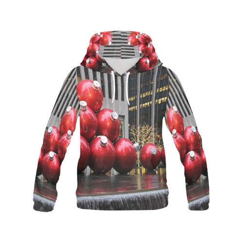 NYC Christmas Ball Ornaments All Over Print Hoodie for Women (USA Size) (Model H13)