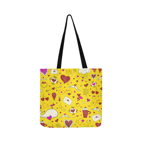 Valentine's Day LOVE HEARTS pattern red pink Reusable Shopping Bag Model 1660 (Two sides)