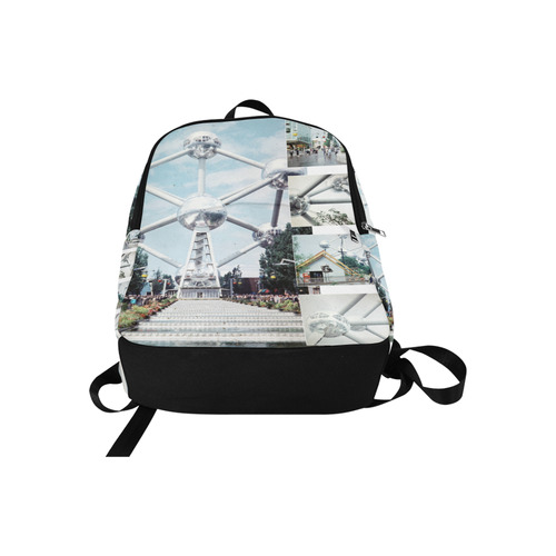 Vintage Brussels Atomium Collage Fabric Backpack for Adult (Model 1659)