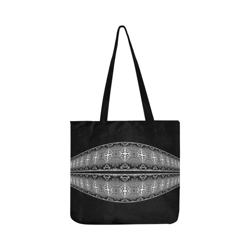 Kaleidoscope Fractal BORDER black white grey Reusable Shopping Bag Model 1660 (Two sides)