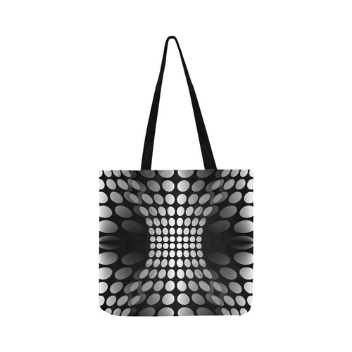 Abstract Dots HOURGLASS black grey white Reusable Shopping Bag Model 1660 (Two sides)