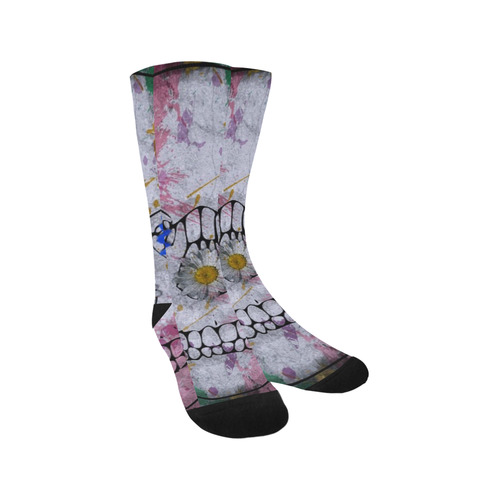 flower power skull Trouser Socks