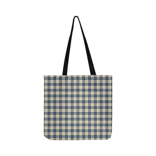 Classic Tartan Squares Fabric - blue beige Reusable Shopping Bag Model 1660 (Two sides)