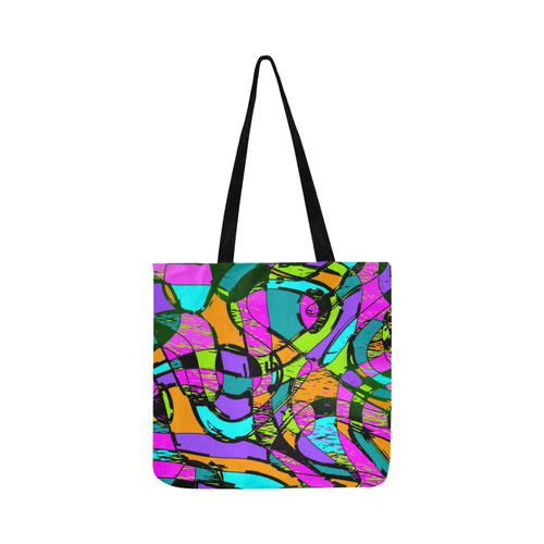 Abstract Art Squiggly Loops Multicolored Reusable Shopping Bag Model 1660 (Two sides)