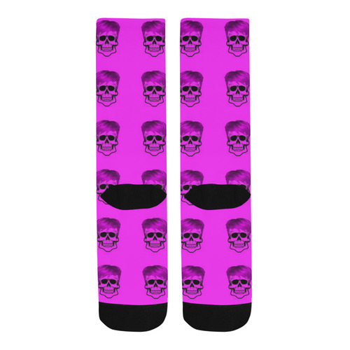 Funny Skull Pattern, pink Trouser Socks