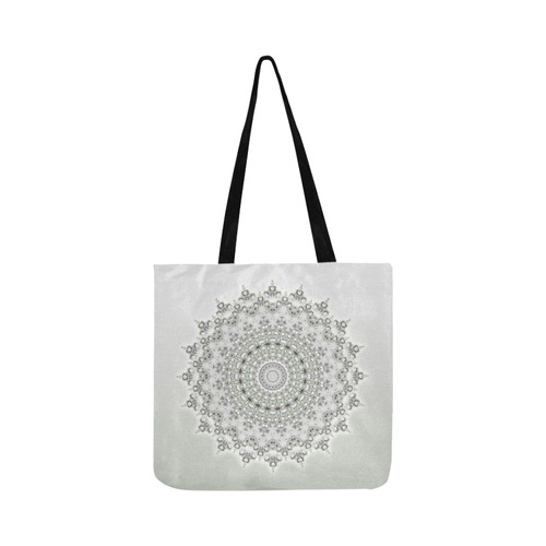 Kaleidoscope Fractal Mandala Grey Green Reusable Shopping Bag Model 1660 (Two sides)