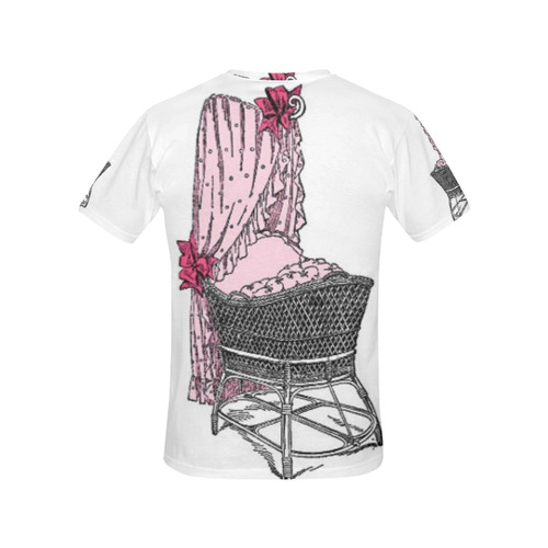 Pink Baby Bassinet All Over Print T-Shirt for Women (USA Size) (Model T40)