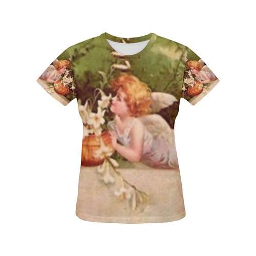 Vintage Garden Fairy All Over Print T-Shirt for Women (USA Size) (Model T40)
