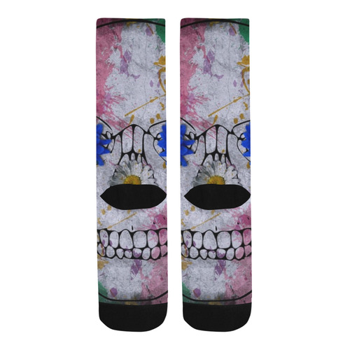 flower power skull Trouser Socks