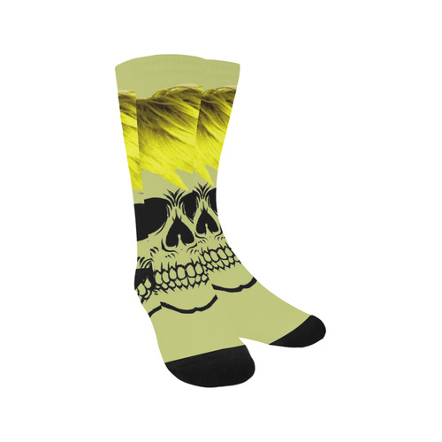 funny skull, yellow Trouser Socks