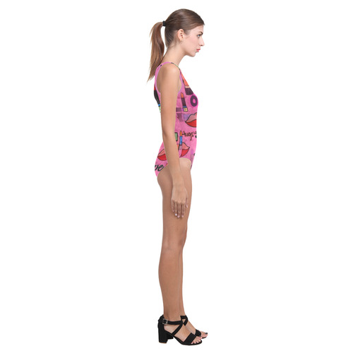 Lipstick Popart by Nico Bielow Vest One Piece Swimsuit (Model S04)