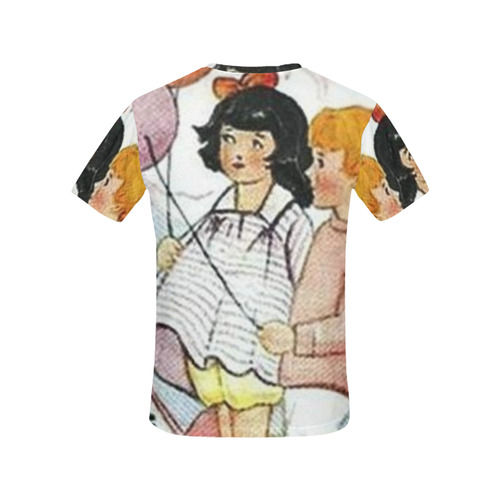 Vintage Children with Balloons All Over Print T-Shirt for Women (USA Size) (Model T40)