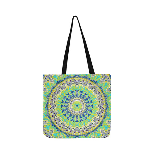 POWER MANDALA Blue Green Yellow Reusable Shopping Bag Model 1660 (Two sides)