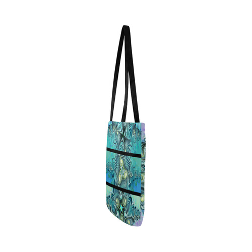 Triptychon Fractal Swirls - Cyan Black Reusable Shopping Bag Model 1660 (Two sides)