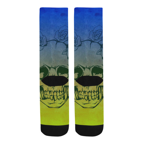 Skull with roses, gradient 2 Trouser Socks