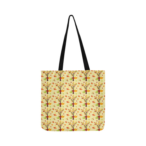 Autumn LOVE Pattern with TREEs, BIRDs and HEARTS Reusable Shopping Bag Model 1660 (Two sides)