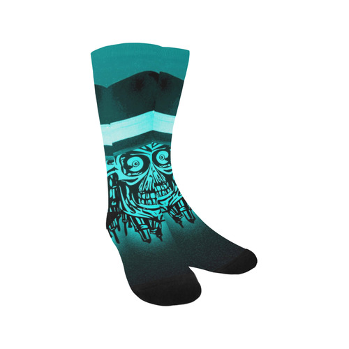 elegant skull with hat,mint Trouser Socks