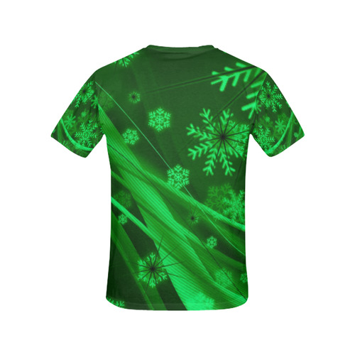 Green Snowflakes All Over Print T-Shirt for Women (USA Size) (Model T40)