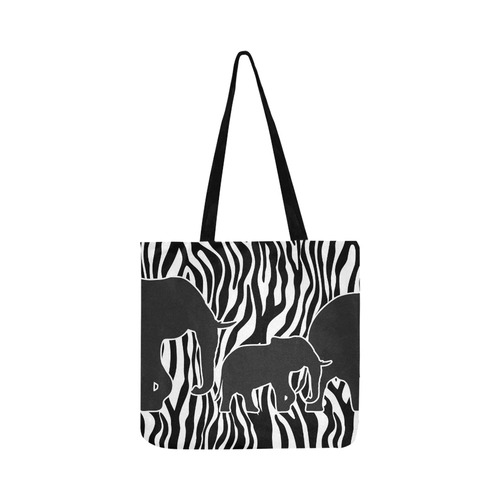 ELEPHANTS to ZEBRA stripes black & white Reusable Shopping Bag Model 1660 (Two sides)