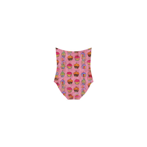 Cupcake Popart by Nico Bielow Strap Swimsuit ( Model S05)