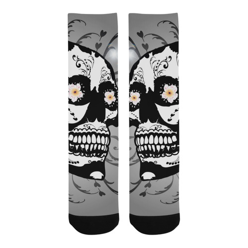 Wonderful sugar skull in black and white Trouser Socks