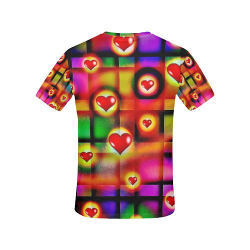 Hearts Parade Colorful Plaid All Over Print T-Shirt for Women (USA Size) (Model T40)