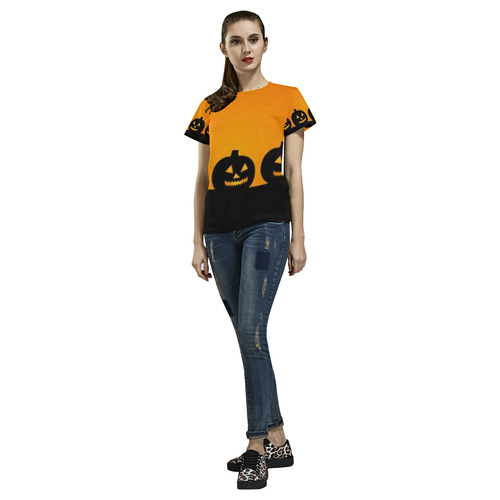 Halloween Jack-o-Lanterns All Over Print T-Shirt for Women (USA Size) (Model T40)