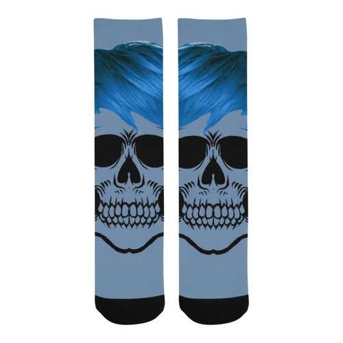 funny Skull, blue Trouser Socks