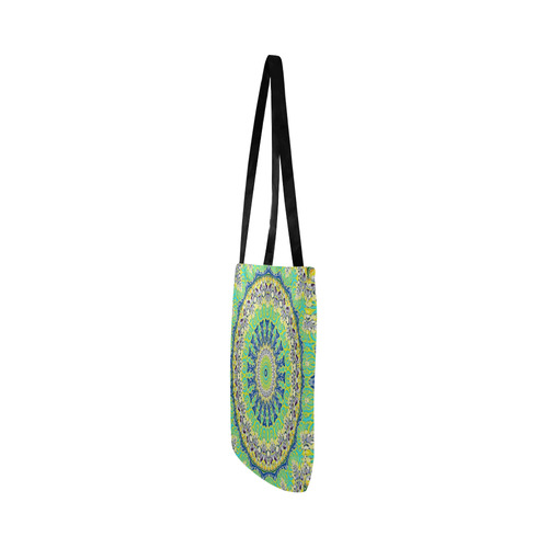 POWER MANDALA Blue Green Yellow Reusable Shopping Bag Model 1660 (Two sides)