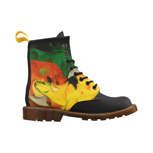 Red Yellow Green Cows by Franz Marc High Grade PU Leather Martin Boots For Women Model 402H