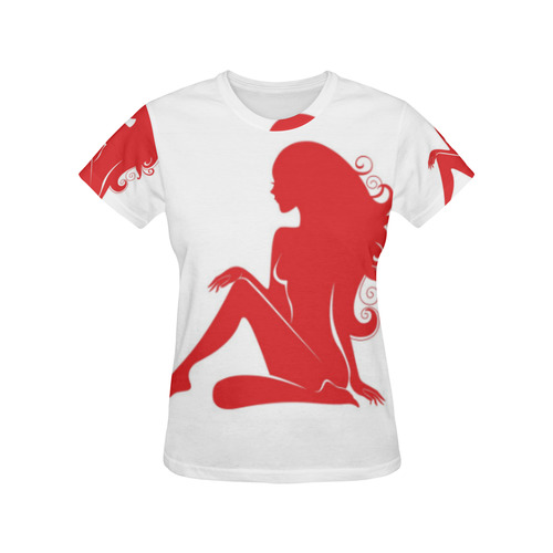 CCD Re-up tshirt red/white All Over Print T-Shirt for Women (USA Size) (Model T40)