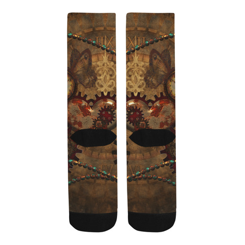 Steampunk, noble design clocks and gears Trouser Socks