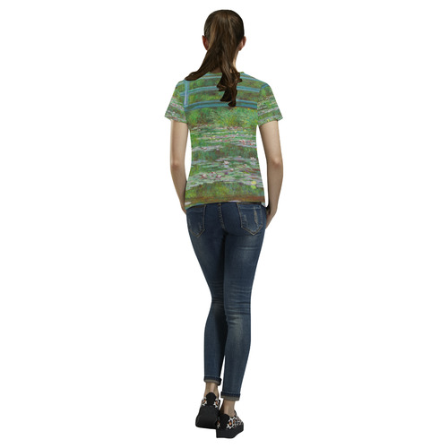 Monet Japanese Bridge Water Lily Pond All Over Print T-Shirt for Women (USA Size) (Model T40)