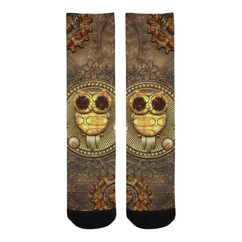 Steampunk, wonderful owl,clocks and gears Trouser Socks