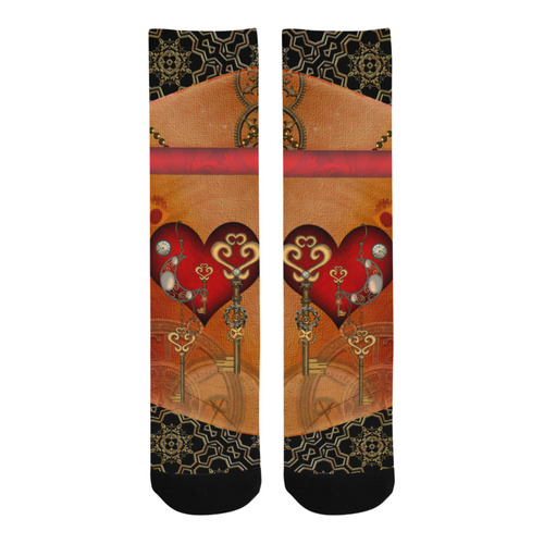 Steampunk, wonderful heart with wings Trouser Socks