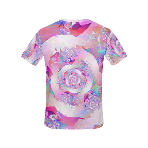 Pink Rose Fine Flower Art All Over Print T-Shirt for Women (USA Size) (Model T40)