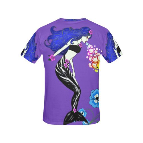 Evil Erica Mermaid Purple All Over Print T-Shirt for Women (USA Size) (Model T40)