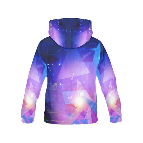 Purple Abstract Triangles All Over Print Hoodie for Women (USA Size) (Model H13)