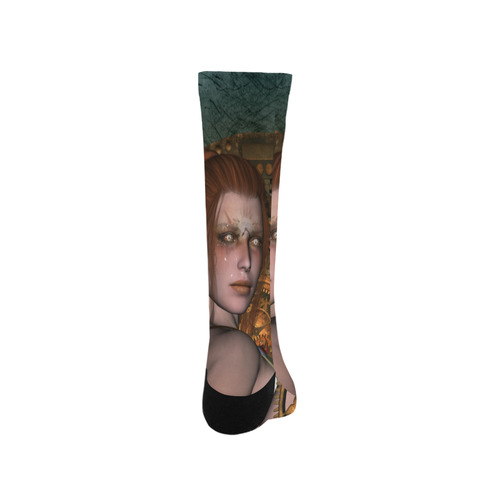 The steampunk lady with awesome eyes, clocks Trouser Socks