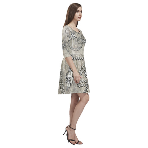 Decorative design, damask Tethys Half-Sleeve Skater Dress(Model D20)