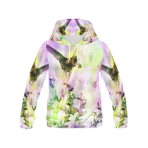 Hummingbird pastel by Martina Webster All Over Print Hoodie for Women (USA Size) (Model H13)