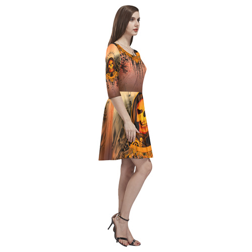 The skulls Tethys Half-Sleeve Skater Dress(Model D20)