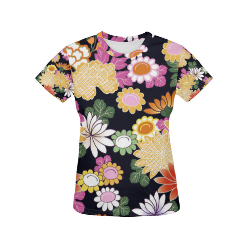 Pink Orange Floral Japanese Kimono